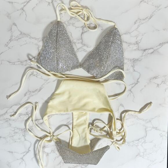 Boutique Diamanté Rhinestone Handmade Embellished Bikini SZ L $249 - Picture 14 of 14
